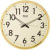 Ajanta Quartz Wall Clock (32 Cm X 32 Cm X 3.5 Cm, Gold, Plastic)