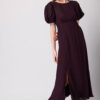 Maroon Cowl Sleeve Maxi Dress
