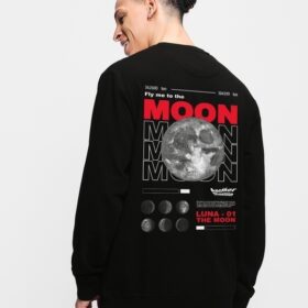 Men’s Black Fly Me to The Moon Graphic Printed Sweatshirt