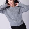 Grey Round Neck Embellished Sweater