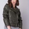 Green Belted Leather Jacket