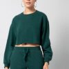 Teal Boxy Cropped Sweatshirt
