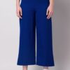 Blue High Waist Straight Trousers
