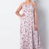 Beige Floral Strappy Maxi Dress