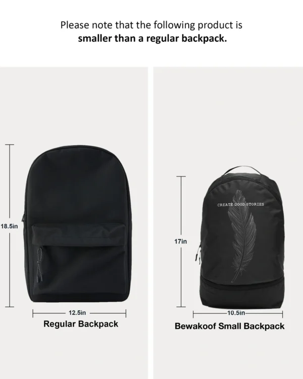 Unisex Black Printed Small Backpack - Image 6