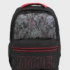 Unisex Black Marvel Printed Backpack