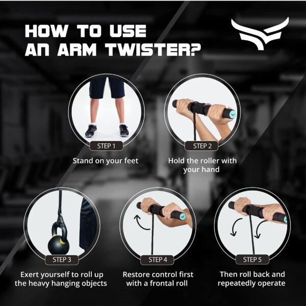 XTRIM Forearm Blaster – Arm Twister (Supports 100 Kg) with Anti-Slip Knurled Handles, Rope and Loading Pin for Hand Exercise, Muscle Strengthening, Arm Training - Image 6